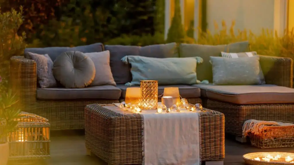 Porch lit with candles