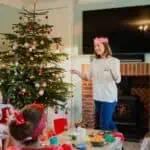 family playing game on Christmas