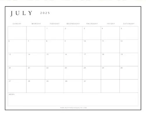 July 2025 Calendars