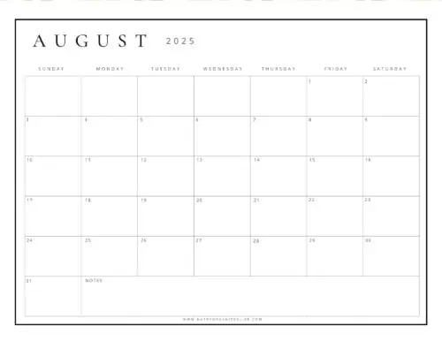 August 2025 Calendars