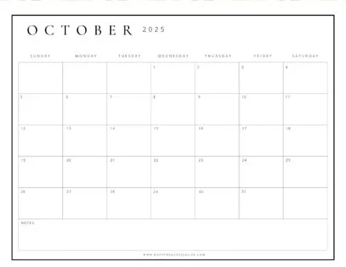 October 2025 Calendars