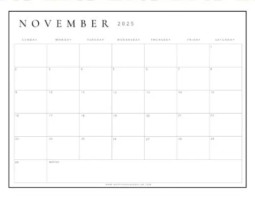 November 2025 Calendars