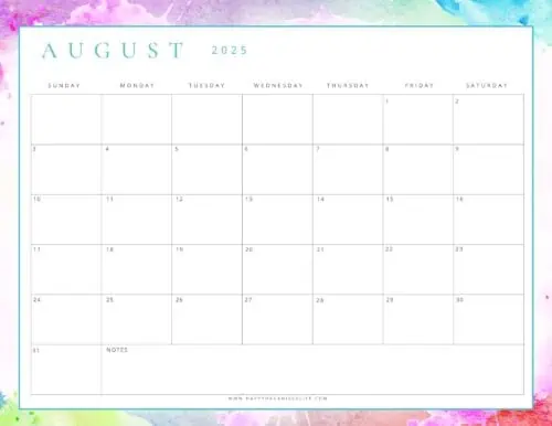 August 2025 Calendars