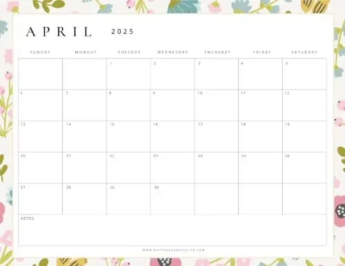 April 2025 Calendar