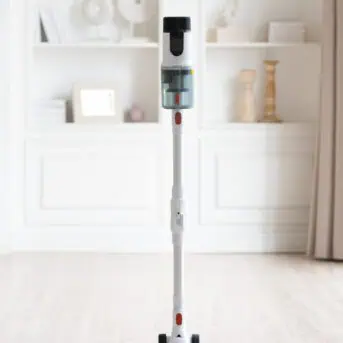 upright vacuum in neat room