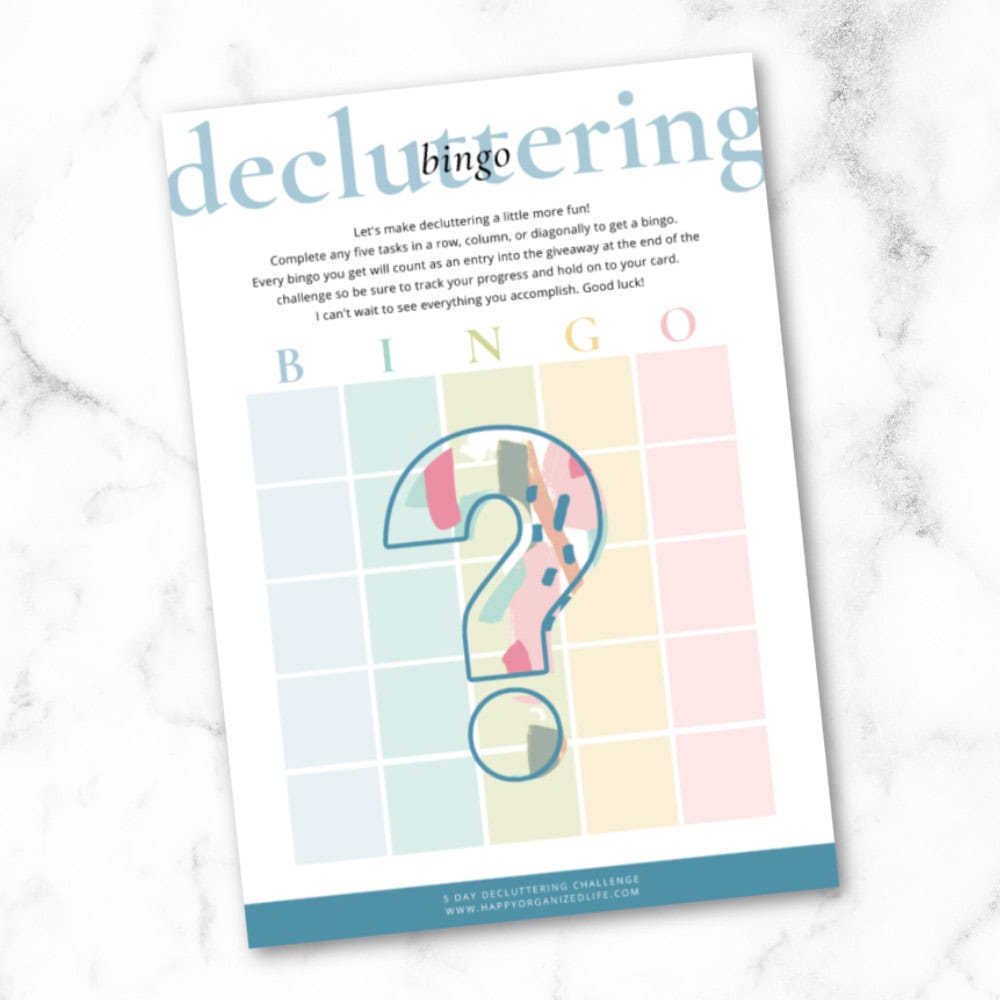 decluttering bingo image