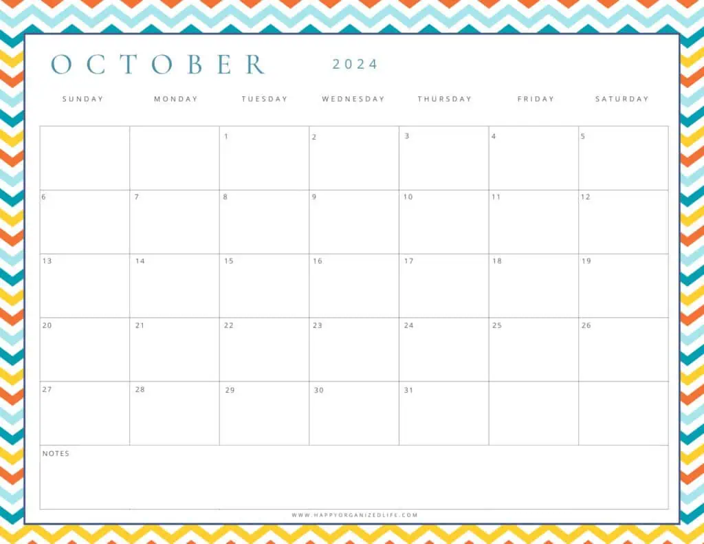 October 2024 Bright Chevron Design