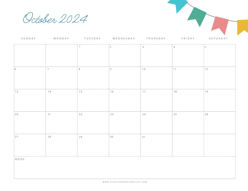 October 2024 banner calendar