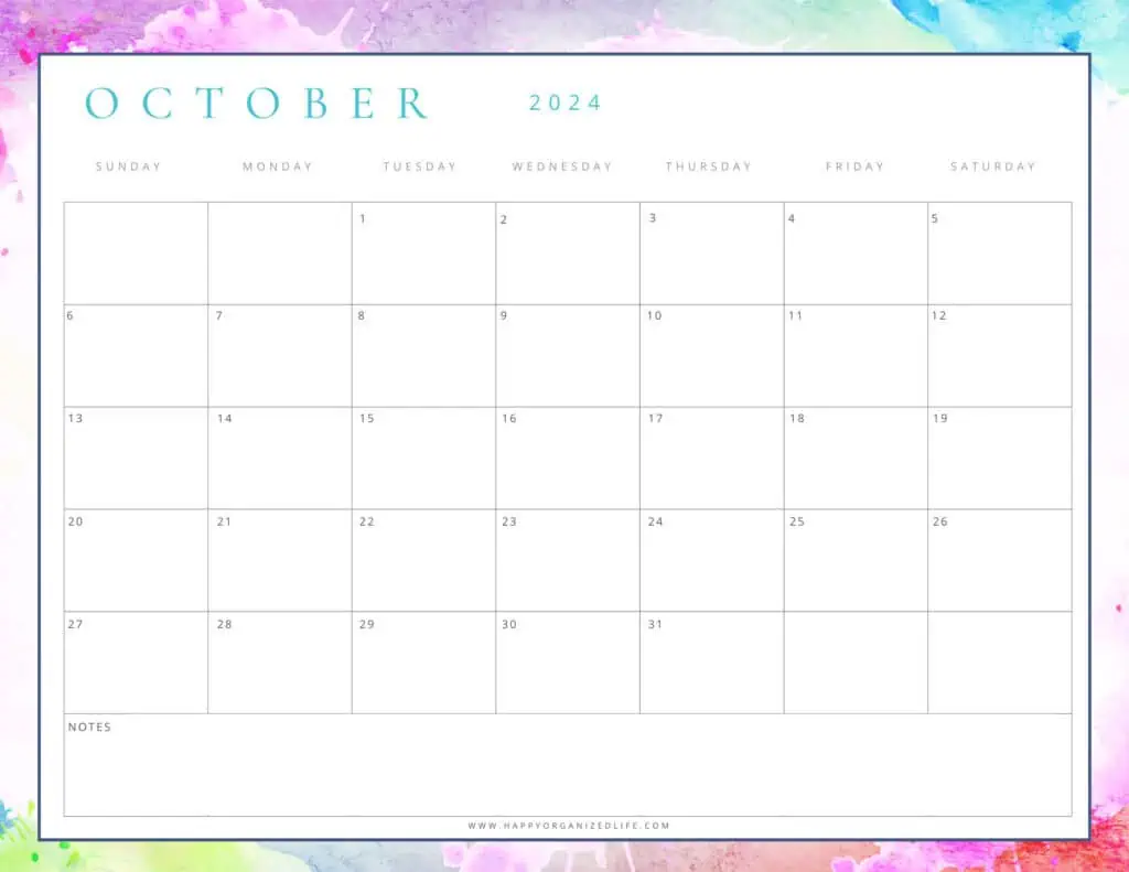 October 2024 Watercolor Design