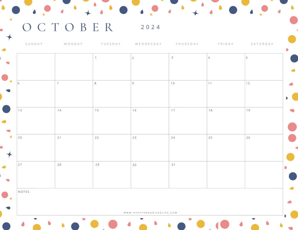 October 2024 Colorful Circle Border