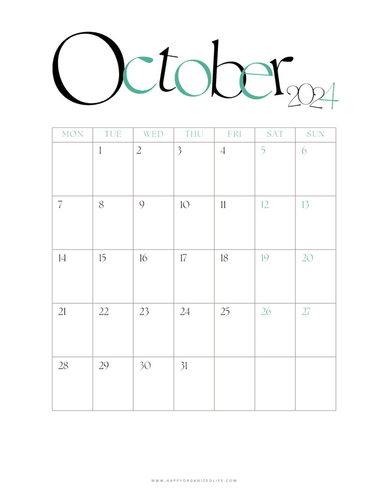 October 2024 Calendar - Tipsy