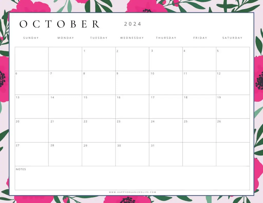 October 2024 Big Pink Flower Design