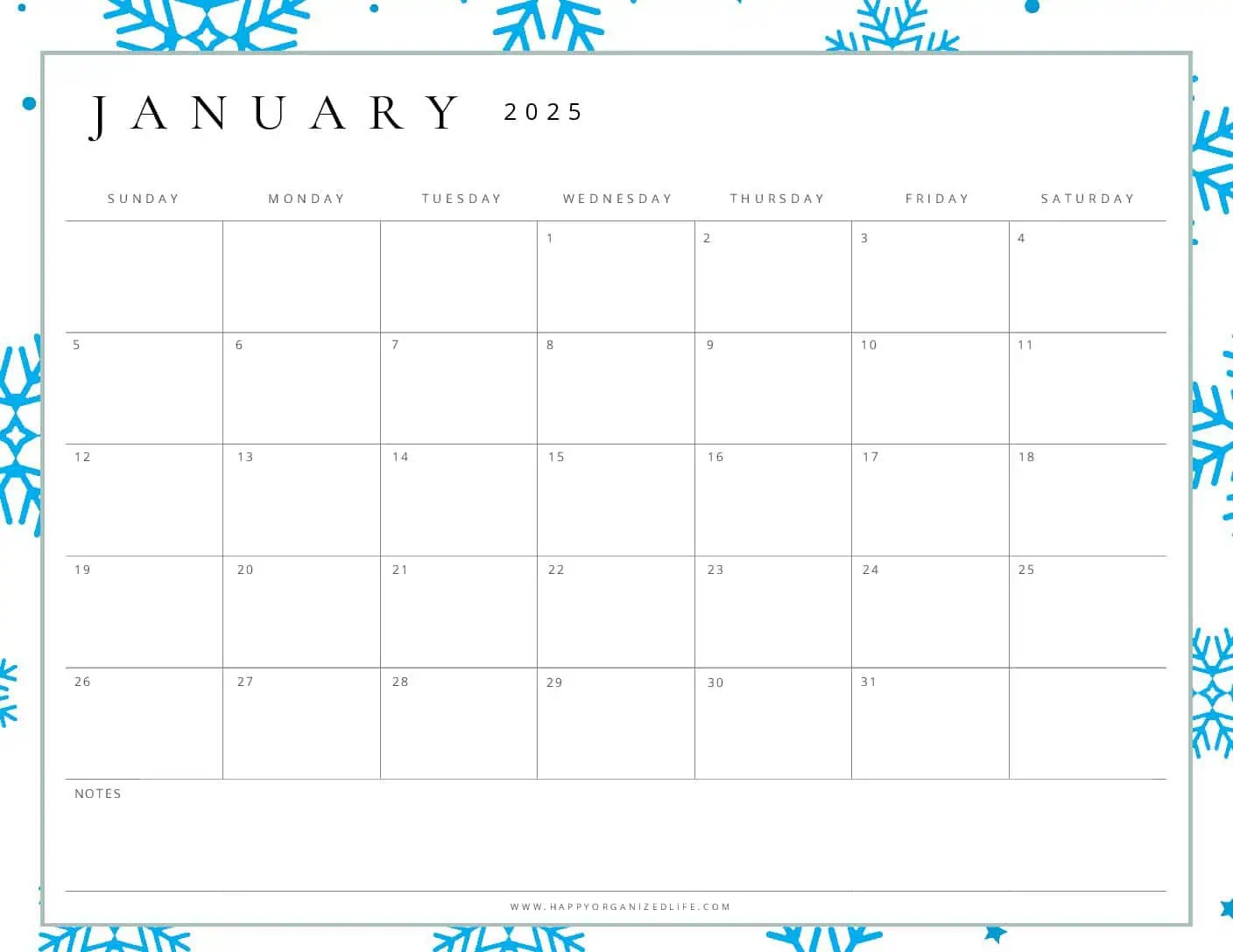 January Calendar for 2025 20 Free Printable Designs