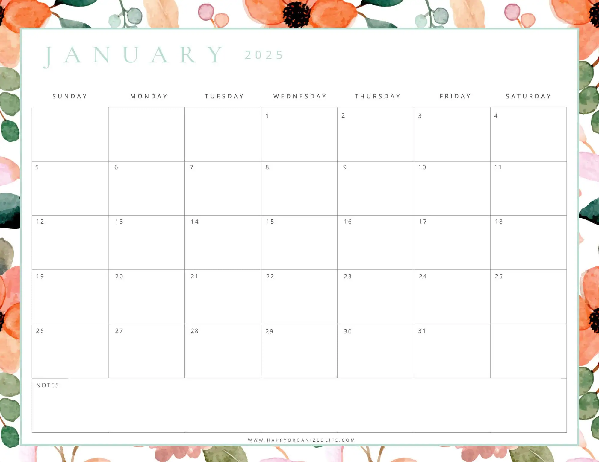 January Calendar for 2025 20 Free Printable Designs