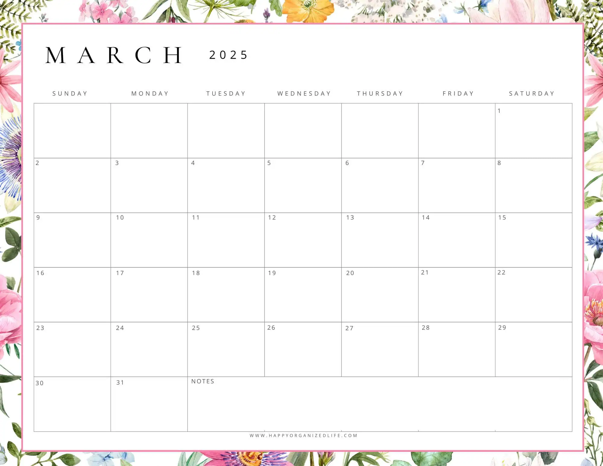 April 2025 Colorful Spring Calendar