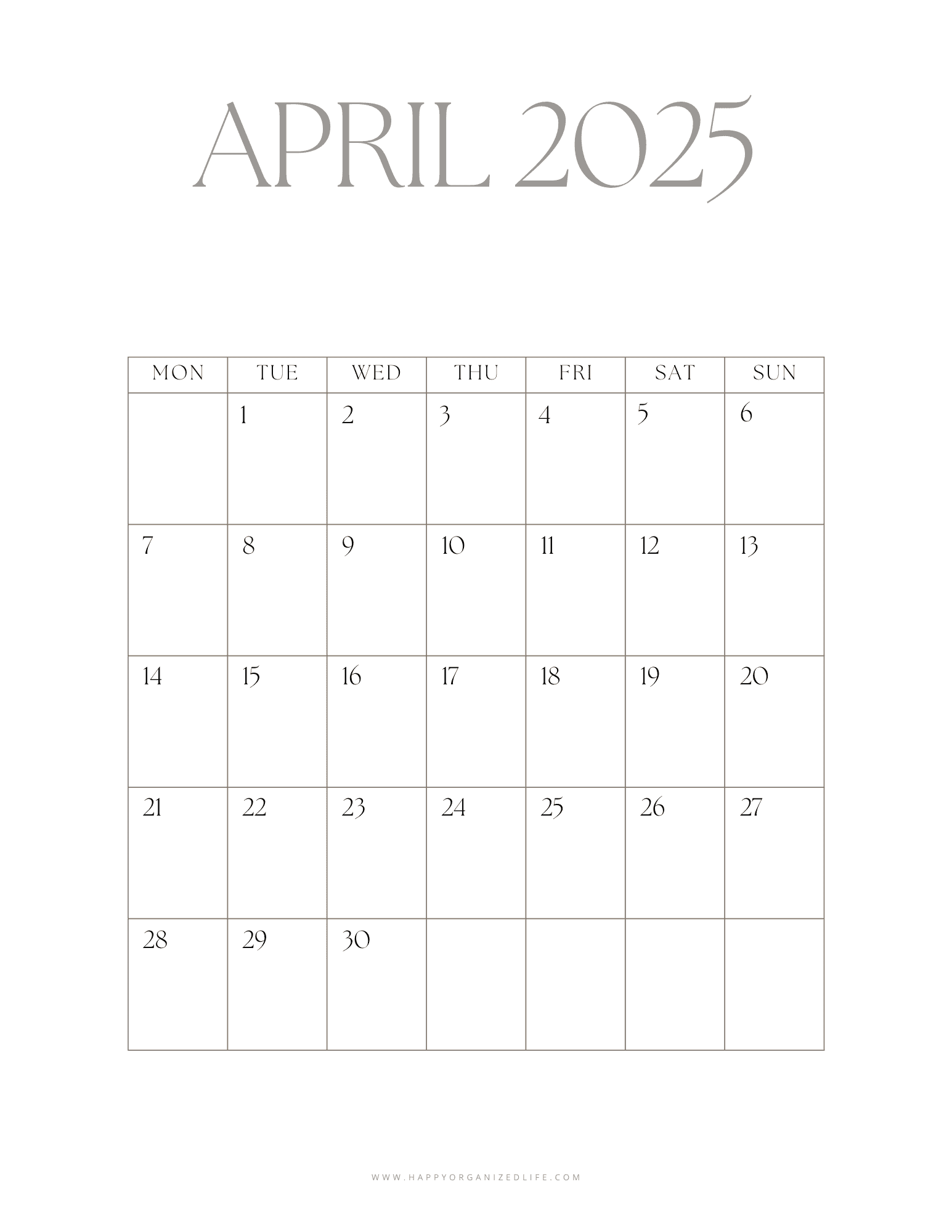 April 2025 Minimalist
