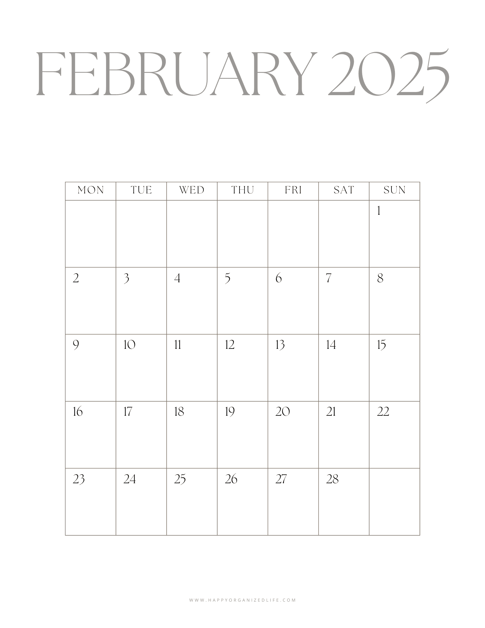 February Calendar for 2025 20 Free Printable Designs
