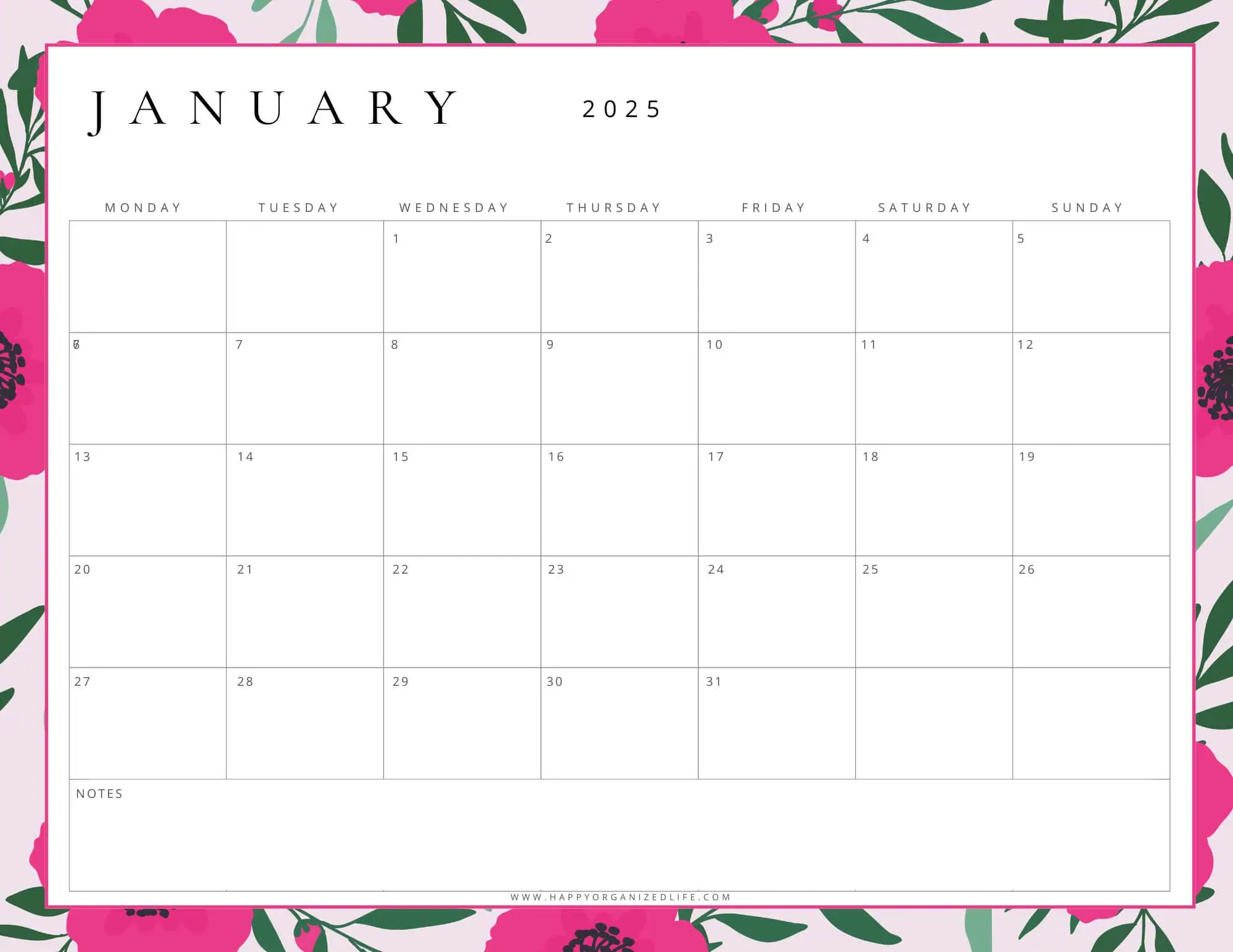 January 2025 - Electric Pink and Green