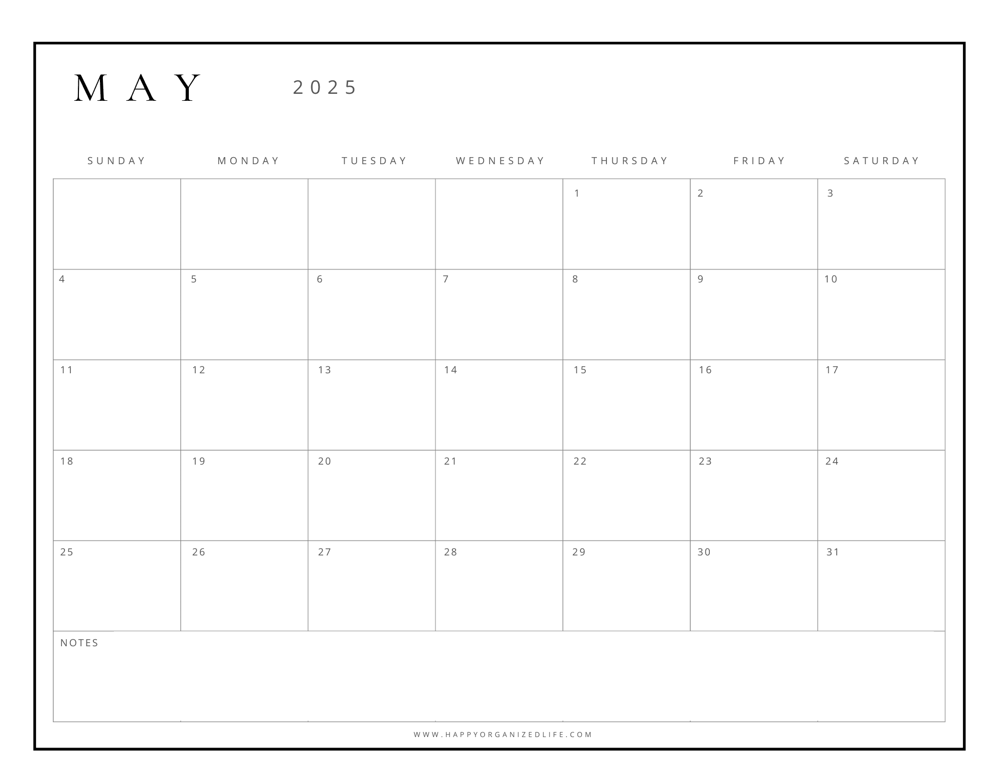 May 2025 Minimalist