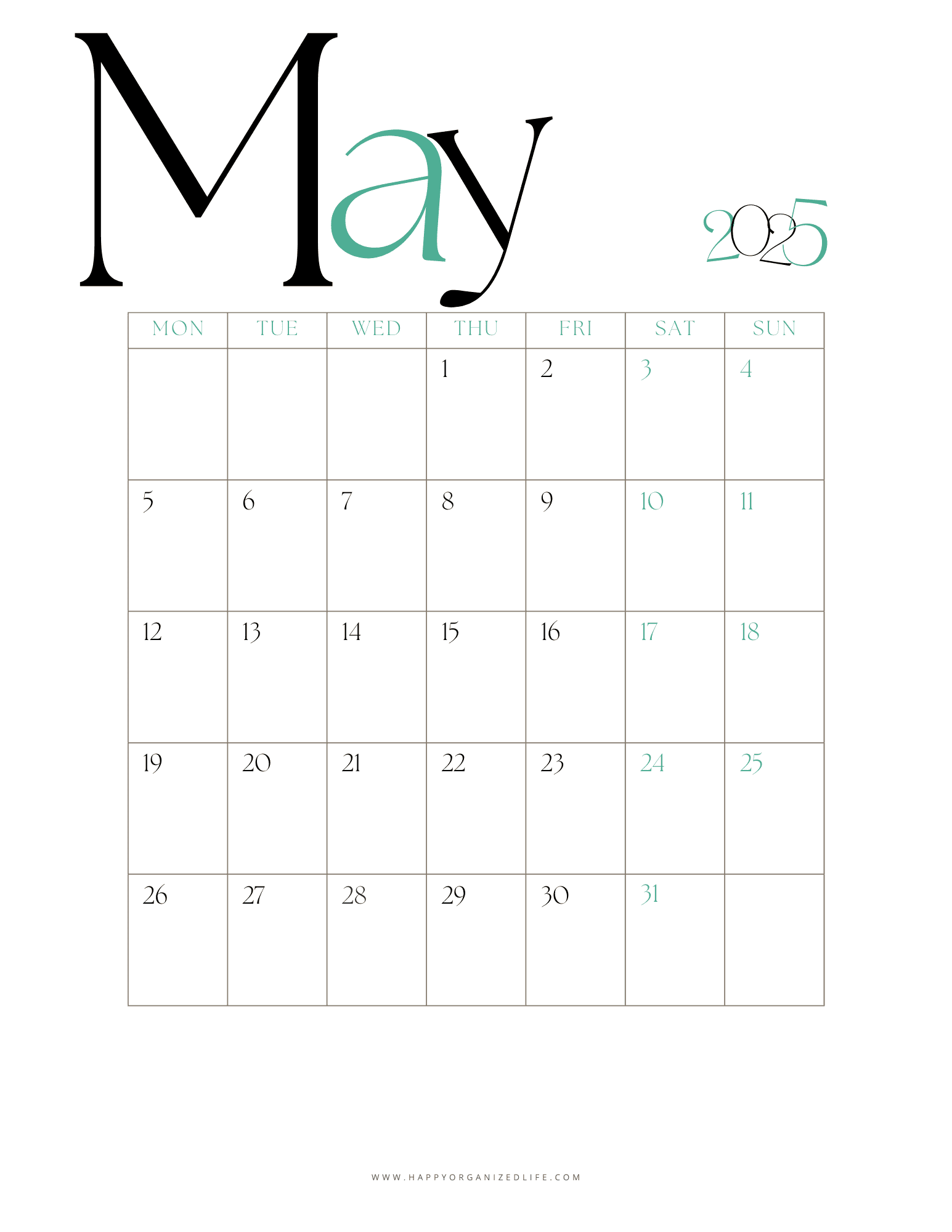 May 2025 Calendar - Tipsy
